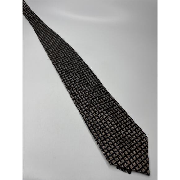 Mens Roffe Accessories 100% Silk Neck Tie Letter H Repeating Pattern Geometric - Picture 1 of 7